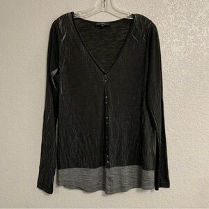 Cotelac Cardigan Sweater Womens 3 Wool Blend Lightweight Semi Sheer Artsy Print